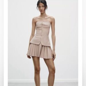 Zara Elegant Strapless Beige Dress